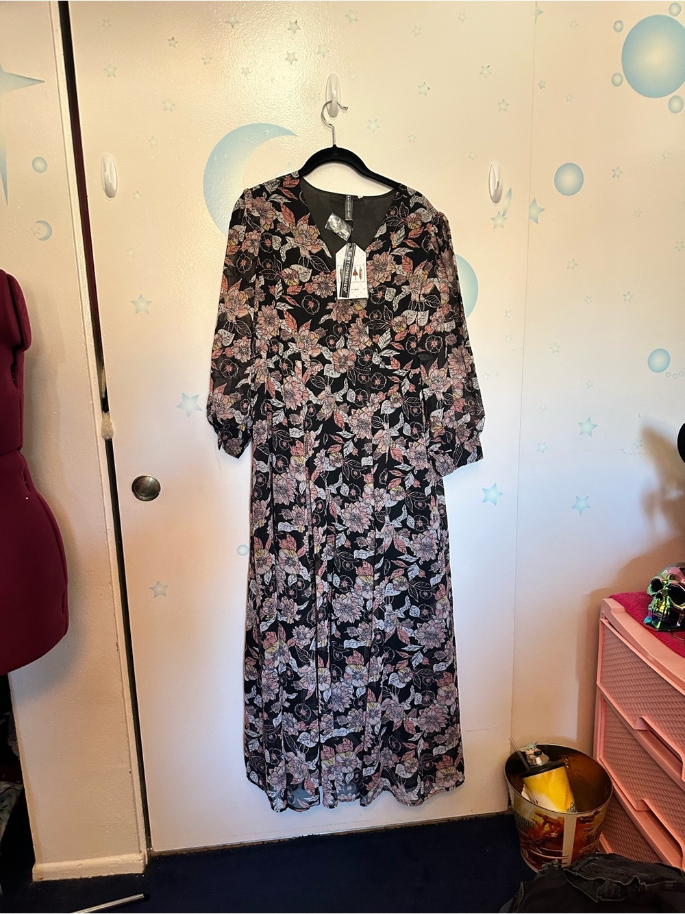 Fall Fairycore Floral Wrap Front Maxi Dress -